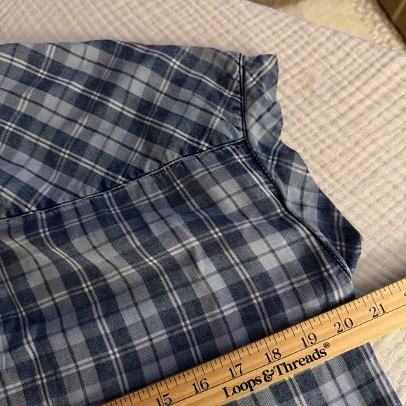 Billy T Shirt Dress Womens Medium Blue Plaid Button Front Pockets Midi Casual - Picture 12 of 16